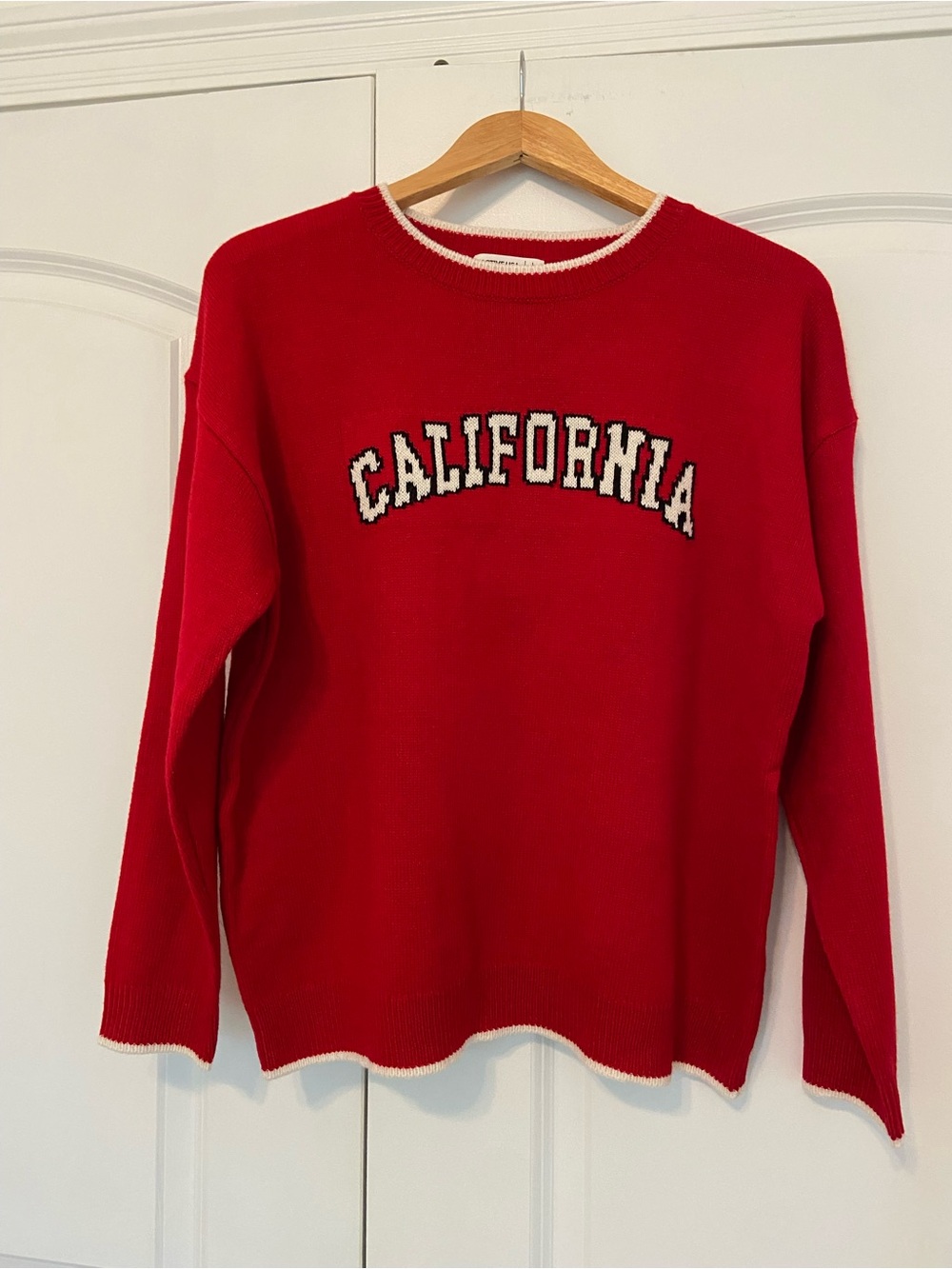 Red California Varsity Sweater Large Preppy
